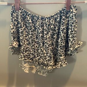 Brandy Melville Floral Ruffle Mini Short